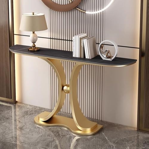 YKWLKJ Doppelte C-Form Konsolentisch Flurtisch Dekotisch für Wohnzimmer, Flur, Eingang, Verdickter Metallsockel(Gold 2,80cm) von YKWLKJ