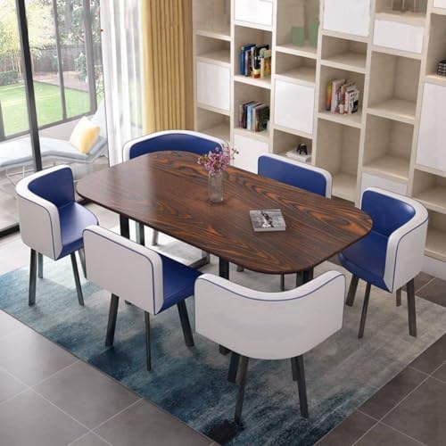 YKWLKJ Esstisch Konferenztisch mit 6 stühlen Set, Modernes Küchentisch Couchtisch Set fürEsszimmerwohnung(Navy Blue) von YKWLKJ