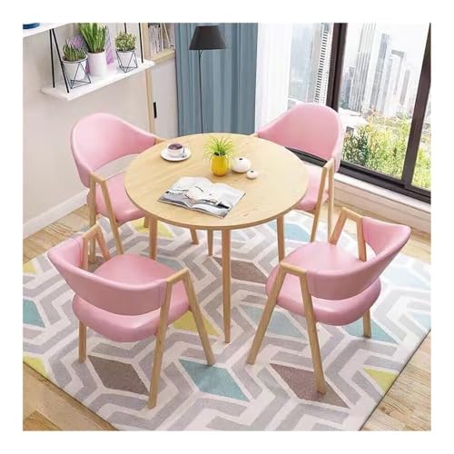 YKWLKJ Esstisch Set for 4 Küchentisch Und Stühle Set, Faux Marmor Circle ESS -Tisch Mit Stühlen for Frühstückseck, Wohnzimmer, Wohnung(Yellow,Pink) von YKWLKJ
