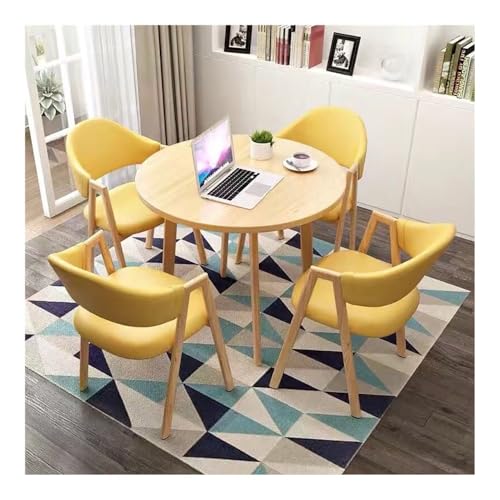 YKWLKJ Esstisch-Set for 4 Personen Aus Kunstmarmor Mit Gepolsterten Stühlen Moderne Kleine Runde Tische for Küche Frühstücksecke Räume(Yellow,Yellow 2) von YKWLKJ