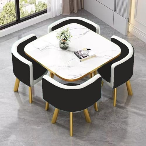 YKWLKJ Esszimmergruppe Esstisch mit 4 Stühlen, 4er Set Esszimmerstühle aus Cipri-Leder, 80 * 80cm Konferenztisch Konferenztisch(DF1) von YKWLKJ