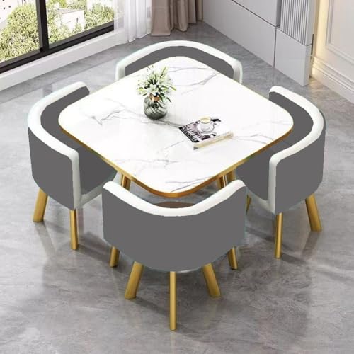 YKWLKJ Esszimmergruppe Esstisch mit 4 Stühlen, 4er Set Esszimmerstühle aus Cipri-Leder, 80 * 80cm Konferenztisch Konferenztisch(DF69) von YKWLKJ