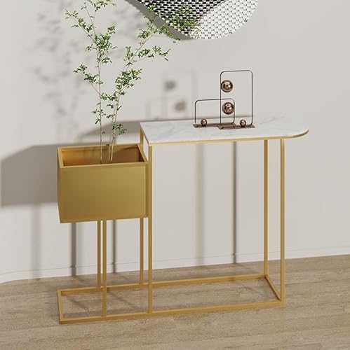 YKWLKJ Konsolentisch Marmor, Modern Flurtisch Beistelltisch mit diversem Korb für Eingang, Flur(Gold,80cm) von YKWLKJ