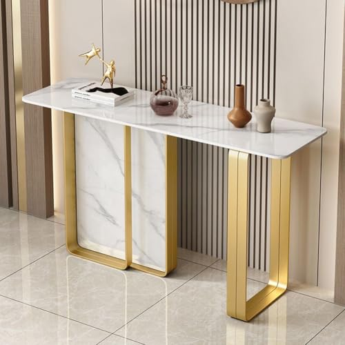 YKWLKJ Modern Konsolentisch Schmal, Gold/Schwarz Beistelltisch,Flurtisch für Flur und Wohnzimmer, Metallfuß(Gold 2,100cm) von YKWLKJ