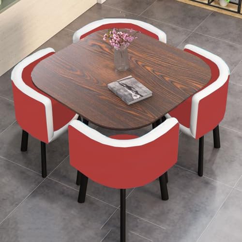 YKWLKJ Quadratischer Esstisch Konferenztisch mit 4 Stühlen, 80 x 80 cm Küchentisch mit MDF-Schreibtischplatte(DF43) von YKWLKJ