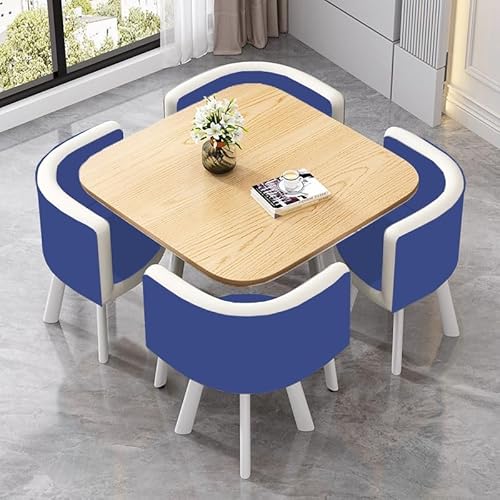 YKWLKJ Quadratisches Couchtisch Set für 4 Stühle, 80 * 80cm Küchentisch Konferenztisch mit stühlen Set, Cipri Leder-Sitzstuhl(DF-80) von YKWLKJ