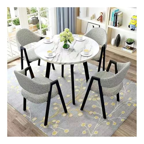 YKWLKJ Runder Esstisch Set for 4, Moderner Lässiger Couchtisch Set Moderner Küchentisch Und Stühle Set Platz Sparsam(Bianco,Gray 3) von YKWLKJ