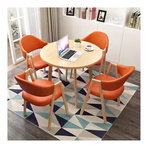 YKWLKJ Runder Esstisch Set for 4, Moderner Lässiger Couchtisch Set Moderner Küchentisch Und Stühle Set Platz Sparsam(Yellow,Orange1) von YKWLKJ