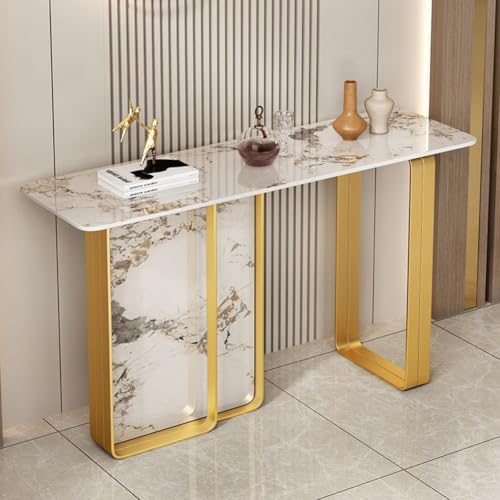 YKWLKJ Schmaler Konsolentisch Gold Sofatisch Beistelltisch für Wohnzimmer, einfache Montage(White 1,100cm) von YKWLKJ