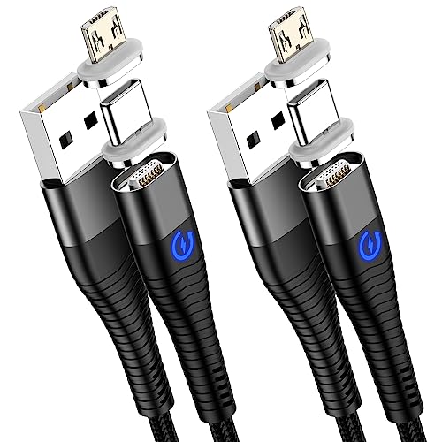 YKZ Magnet Ladekabel[2M+1M], 3 in 1 Magnetisches Ladekabel Schnellladung 7 Pin Datenübertragungs Magnetkabel für Typ C/Micro USB/i-Products von YKZ