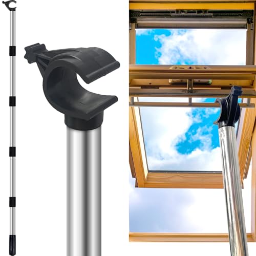 Teleskop-Fensterstangenöffner, Edelstahl Dachbodenleiterstange mit Haken, Dachbodenluke Stange 1,84 m, Dachfensterstangenöffner für Flügel- oder Dachbodenfenster, Dachbodenluke und Jalousien von YL