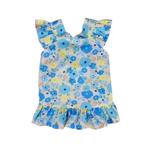 Sommer Hundekleidung Mittlere Und Große Hunde Blumenrock Frühling Und Sommer Atmungsaktive Hundekleidung Weiche Haustierkleidung-Blau-6XL von YLCYDLYU
