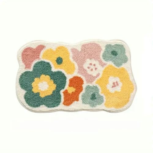 YLCYDLYU Badezimmerteppich Niedliche Saugfähige Badezimmerteppich-Bodenmatte Mit Blumenmuster-Blume-A von YLCYDLYU