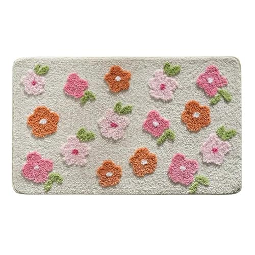 YLCYDLYU Badezimmerteppich Niedlicher Blumen-Badezimmerteppich-WEISS-40 * 60cm von YLCYDLYU