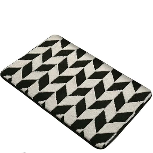 YLCYDLYU Badezimmerteppich Plüsch-Jacquard-Badezimmermatte, Saugfähig, Badezimmer-Toilettenteppich, Zuhause-Schwarz-40x60cm von YLCYDLYU