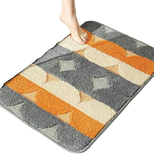 YLCYDLYU Badezimmerteppich Saugfähige Badezimmermatte Schlafzimmer Badezimmer Teppich Bodenmatte Zuhause-Orange Grau-50x80cm von YLCYDLYU