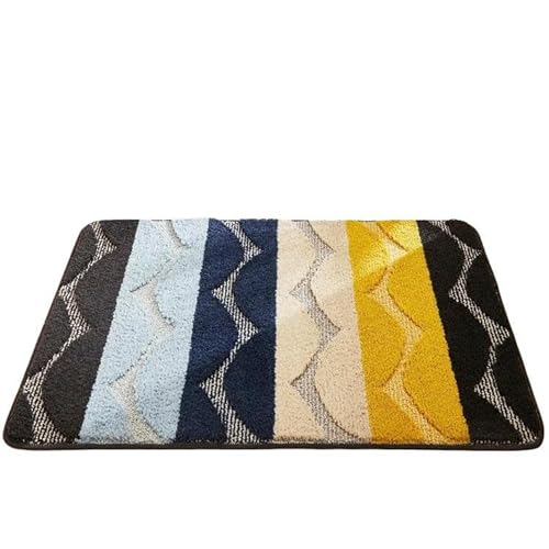 YLCYDLYU Badezimmerteppich Saugfähige Badezimmermatte Schlafzimmer Badezimmer Teppich Bodenmatte Zuhause-Schwarz Gelb-40x60cm von YLCYDLYU