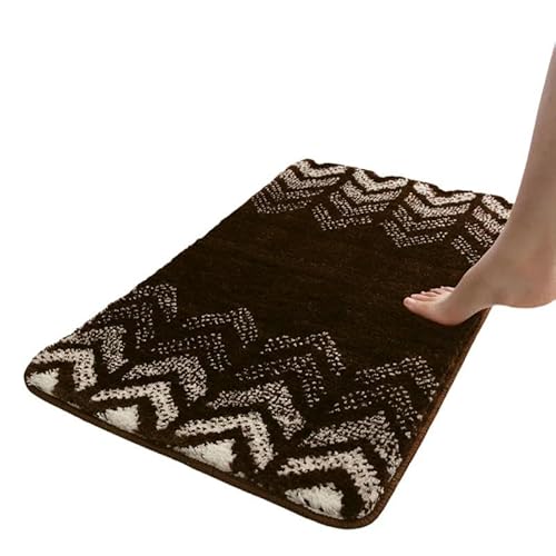 YLCYDLYU Badezimmerteppich Teppich Fußmatte Eingang Badezimmer Nachttisch Küche Saugfähige Bodenmatte Wohnkultur-Braun-40x60cm von YLCYDLYU