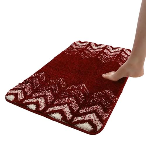 YLCYDLYU Badezimmerteppich Teppich Fußmatte Eingang Badezimmer Nachttisch Küche Saugfähige Bodenmatte Wohnkultur-Rot-60x90cm von YLCYDLYU