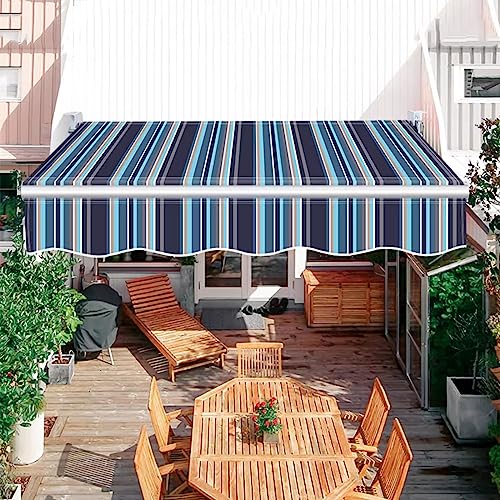 Ersatzstoff für einziehbare Markisen, schraubenloser Sonnenschutz für den Außenbereich, Balkonmarkise aus UV- und wasserbeständigem Polyester, anpassbar (Größe: 3 x 1,5 m, Farbe: Blaue Strei von YLFFFZXK