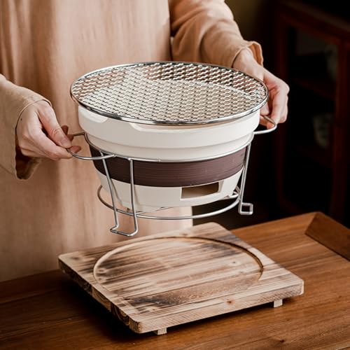 Grillofen aus Ton, Holzkohleofen aus Töpferton, tragbarer Grillofen, Yakitori-Grill, Tischgrill für Camping, Picknick, Reisen (eine Farbe, 19 x 12 cm) von YLFFFZXK