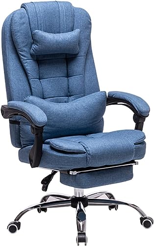 YLFFFZXK Chefsessel mit hoher Rückenlehne, Fußstütze, höhenverstellbar und 360° drehbar, mit Liegefunktion und Armlehne (Farbe: Blau) von YLFFFZXK