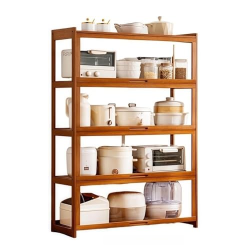 YLFFFZXK Küchenvorratsschrank mit transparenten Acryltüren, hoher Lagerschrank mit Regalen, offen bleibenden Klapptüren für den Einsatz im Esszimmer in Mehreren Szenarien (braun, 140 cm) von YLFFFZXK