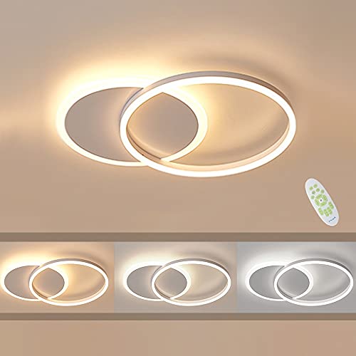 YLFXL 36W 3200lm LED Deckenlamp, Moderne Weiße Aluminium Runde Deckenleuchte, Ferndimmung 3000K-6000K, Geeignet Für 8-15㎡ Schlafzimmer Und Wohnzimmer Deckenlamp [L55cm*B40cm*H6cm] von YLFXL