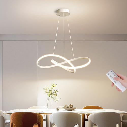 YLFXL 37W Pendelleuchte Esstisch, Küchenlampe Hängend Dimmbar mit Fernbedienung, LED Kronleuchter Höhenverstellbarer, Moderne Hängelampe Led Esszimmerlampe für Esszimmer Wohnzimmer Küche von YLFXL