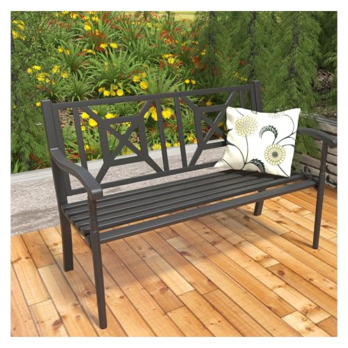 YLGJ&TIDY Gartenbank für den Außenbereich, 127 cm, mit ergonomischer Rückenlehne und Armlehnen, wetterfeste Eisen-Metallbank für Gärten, Parks, Terrasse, Veranda, Rasen und Hof YLGJ&TIDY Gartenbank für den Außenbereich, 127 cm, mit ergonomischer Rückenlehne und Armlehnen, wetterfeste Eisen-Metallbank für Gärten, Parks, Terrasse, Veranda, Rasen und Hof von YLGJ&TIDY