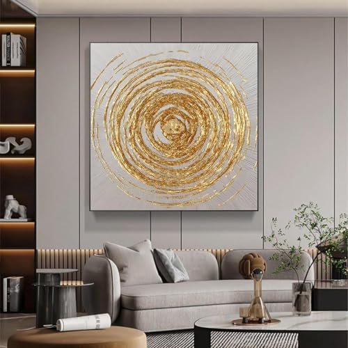 YLHKME Abstraktes Goldener Kreis Bilder Leinwand Malerei, Minimalistisches Wandbilder Wohnzimmer Schlafzimmer Deko Poster Kunstdrucke,Ohne Rahmen (Rahmenlos,30X30CM) von YLHKME