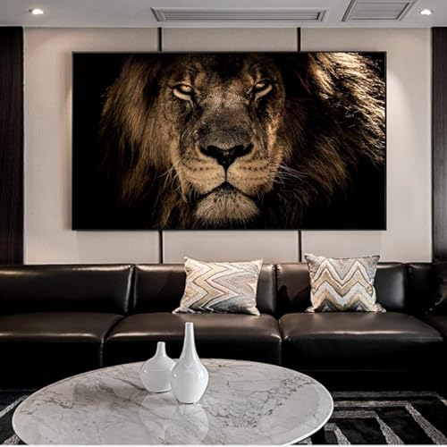 YLHKME Afrikanisches Tiere Löwen Bilder Leinwand Malerei, Modernes Wandbilder Wohnzimmer Schlafzimmer Deko Poster Kunstdrucke,Ohne Rahmen (Rahmenlos,50X100CM) von YLHKME