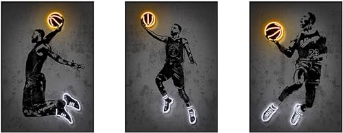 YLHKME Basketball Sport Bilder Leinwand Malerei, Schwarz Weiß Wandbilder Wohnzimmer Schlafzimmer Deko Poster Kunstdrucke,Ohne Rahmen (A-Rahmenlos,3X30X40CM) von YLHKME