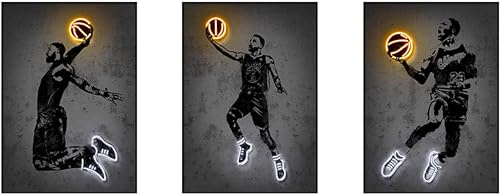 YLHKME Basketball Sport Bilder Leinwand Malerei, Schwarz Weiß Wandbilder Wohnzimmer Schlafzimmer Deko Poster Kunstdrucke,Ohne Rahmen (A-Rahmenlos,3X40X60CM) von YLHKME