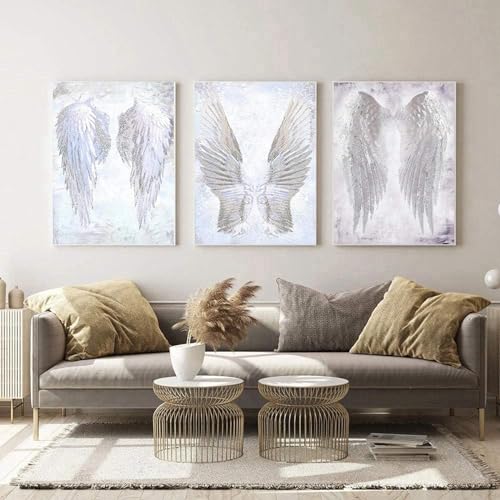 YLHKME Moderne Weiße Engelsflügel Bilder Leinwand Malerei, Modernes Wandbilder Wohnzimmer Schlafzimmer Deko Poster Kunstdrucke,Ohne Rahmen (Rahmenlos,3X40X60CM) von YLHKME