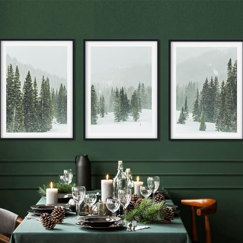 YLHKME Winterwald Bilder Leinwand Malerei, Nordischer Schnee Wandbilder Wohnzimmer Schlafzimmer Deko Poster Kunstdrucke,Ohne Rahmen (Rahmenlos,3X60X80CM) von YLHKME