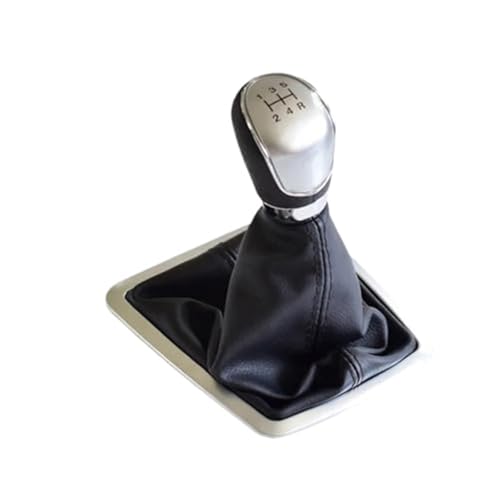 YLHMG 5/6-Gang-Auto-Schaltknauf-Hebelmanschettenabdeckung, for Ford, for Focus, 2 MK2 FL C-MAX 2006–2011 MK3 MK4 MK7 Galaxy-Handbuch mit Gamasche Schaltsack(BLACK Silver-5 Speed) von YLHMG