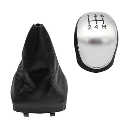 YLHMG 5/6-Gang-Schaltknauf, Gamasche, Manschette, Hebel, Handballenabdeckung, for Ford, for Mondeo, 4 IV Mk4 2007–2014 Schaltsack(BLACK Silver 5 speed 2pcs) von YLHMG