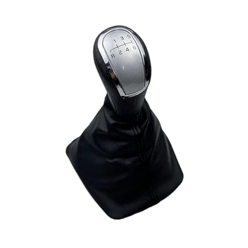 YLHMG 5 6 Gang 12 mm Schaltknauf Gamasche Kofferraumabdeckung, for Skoda, for Octavia, A5 A6 2004–2012, manueller Hebel, Schalthebel, Griffstift Schaltsack(BLACK 6 Speed Silver) von YLHMG