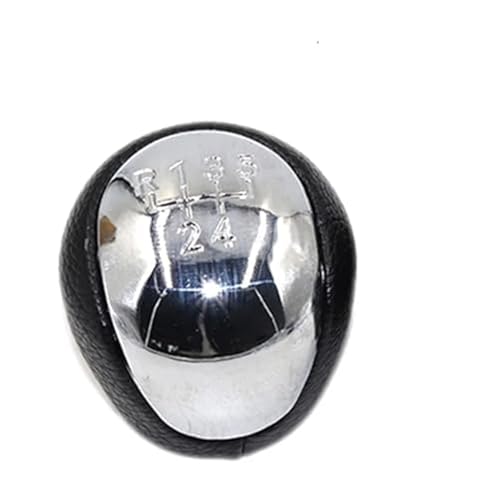 YLHMG 5 6 Gang Leder Auto Schaltknauf Hebel Stick, for Hyundai, IX35 2012 2013 2014 2015 2016, for Kia, Cerato 2 Schaltsack(BLACK 5 speed chrome) von YLHMG