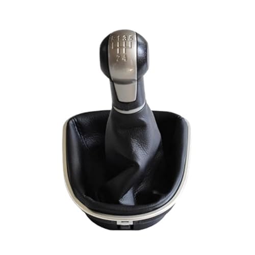 YLHMG 5 6-Gang-Schaltknauf-Abdeckung, for Seat, Altea Leon II Toledo III, ABS-Hebel, Handball, Auto-Styling mit Leder-Gamaschenmanschette Schaltsack(BLACK 5 Speed) von YLHMG