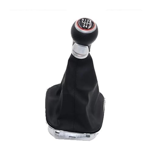 YLHMG 5 6 Gang Silber Rot Auto Shift Schaltknauf Hebel Gaitor Kofferraumabdeckung, for VW, for Golf, MK5 R32 GTD GTI 2004-2009 Schaltsack(BLACK R12345 one set) von YLHMG