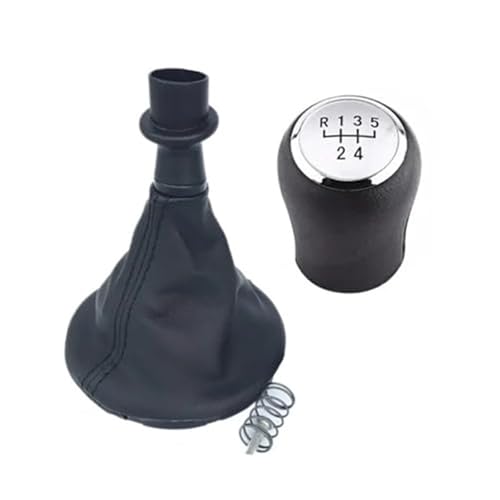 YLHMG 5-Gang-Auto-Schaltknauf-Manschettenabdeckung, for VW, Transport T5 .1 T6 2003–2015, Schalthebelmanschette Schaltsack(BLACK Silver 5 Speed) von YLHMG