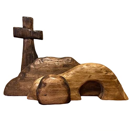 Ostern-Auferstehungs Szenen Set Osterkrippe, Ostergrab-Set aus Holz, Osterdeko Jesus-Krippe Statuen Set Mit Leerem Grab, Abnehmbares Religiöses Kunsthandwerk, Osterstatuen-Dekor, Christliches Dekor von YLLQXI