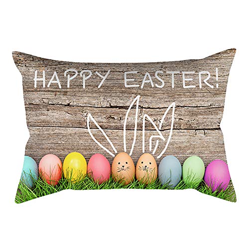 YLLQXI Kissenbezug Ostern Osterdeko Ostern Kissenbezüge Leinen Kissenhülle Osterkissen Hase Kissen Ostern Deko Sofa Ostern Deko Kissenbezug Frohe Frühling Easter Zierkissenbezug Couch (H, One Size) von YLLQXI