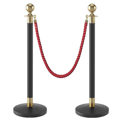 2 Personenleitsystem Absperrband mit Gusseisensockel für Partys Hochzeiten Theater und Rote Teppiche(Black) von YLLSMGS
