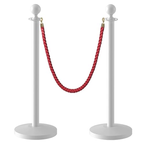 2 Personenleitsystem Absperrband mit Gusseisensockel für Partys Hochzeiten Theater und Rote Teppiche(White) von YLLSMGS