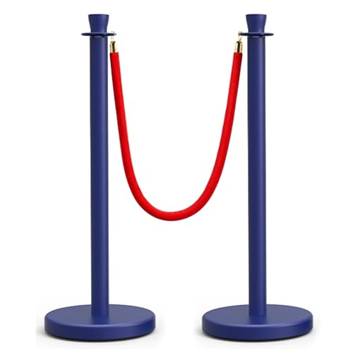 2 Personenleitsystem Absperrband mit Samtseil Einziehbar Crown Top für Warteschlangen Partys Ausstellungshallen(Blue) von YLLSMGS
