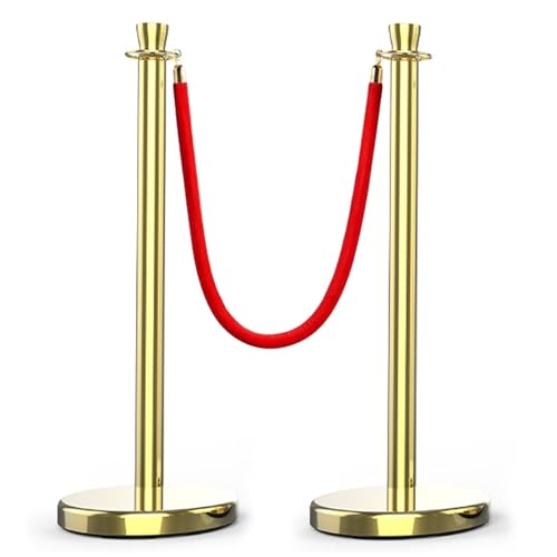 2 Personenleitsystem Absperrband mit Samtseil Einziehbar Crown Top für Warteschlangen Partys Ausstellungshallen(Gold) von YLLSMGS