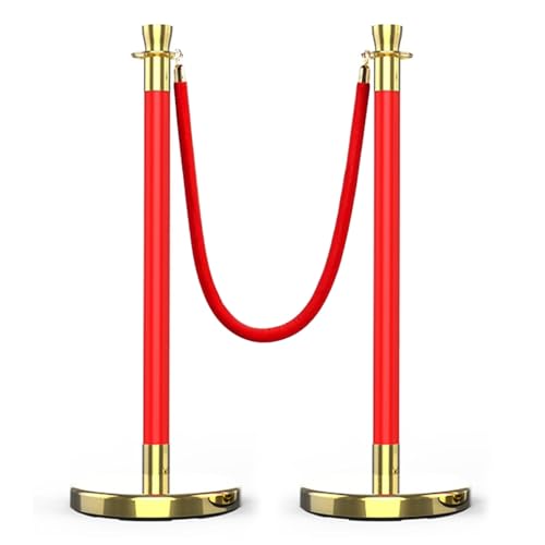 2 Personenleitsystem Absperrband mit Samtseil Einziehbar Crown Top für Warteschlangen Partys Ausstellungshallen(Red) von YLLSMGS